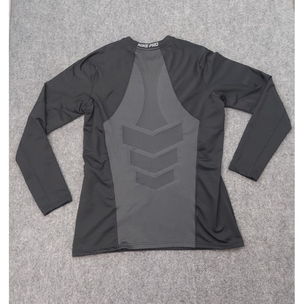 Nike Pro Hyperwarm Shirt Mens Large Fitted Black Long Sleeve Gym Sports Swoosh - Picture 2 of 11
